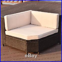 7 PCS Outdoor Rattan Wicker Furniture Set Sectional Cushioned Seat Garden Patio