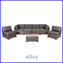 7 PCS Outdoor Sectional Sofa Set All-weather Rattan Wicker Furniture Patio Deck
