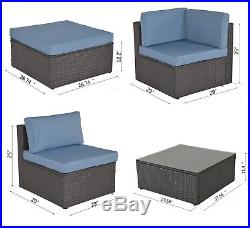 7 PCS Outdoor Wicker Rattan Sofa Patio Cushioned Furniture Sectional Set Couch