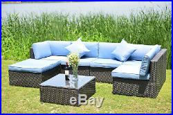 7 PCS Patio Furniture Couch Outdoor Wicker Rattan Cushioned Sofa Sectional Set