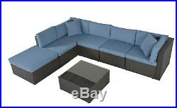 7 PCS Patio Furniture Couch Outdoor Wicker Rattan Cushioned Sofa Sectional Set