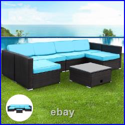 7 PCS Patio Furniture Sectional Sofa Set Outdoor Rattan Wicker Cushioned Couch
