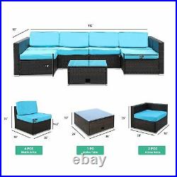 7 PCS Patio Furniture Sectional Sofa Set Outdoor Rattan Wicker Cushioned Couch