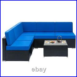 7 PCS Patio PE Rattan Wicker Sofa Sectional Set Outdoor Cushioned Furniture Lawn