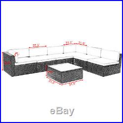 7 PCS Patio Rattan Wicker Furniture Set Sectional Seat Cushioned Garden Black