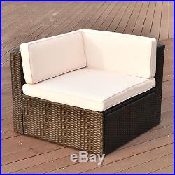 7 PCS Patio Rattan Wicker Furniture Set Sectional Seat Cushioned Garden Black