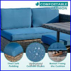 7 PCS Patio Rattan Wicker Sofa Sectional Set Outdoor Cushioned Furniture Set