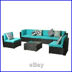 7 PCS Patio Rattan Wicker Sofa Set Cushioned Furniture Outdoor Sectional Couch