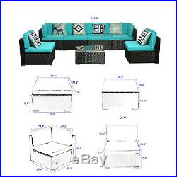 7 PCS Patio Rattan Wicker Sofa Set Cushioned Furniture Outdoor Sectional Couch