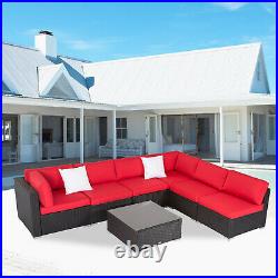 7 PCS Patio Wicker Sofa Set Sectional Garden Furniture PE Rattan Lawn Poolside