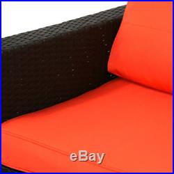 7 PC Indoor Patio Rattan Wicker Sofa Set Orange Cushion Sectional Garden Outdoor
