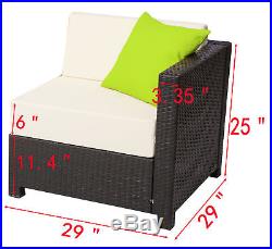 7 PC Outdoor Garden Patio Wicker Rattan Furniture Sectional Aluminum Frame Sofa