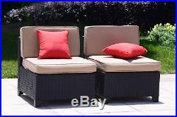7 PC Outdoor Patio Furniture Rattan Wicker Sectional Sofa Couch Set