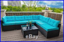 7 PC Outdoor Patio Garden Furniture Rattan Sofa Sets with Cushions