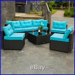 7 PC Outdoor Patio Garden Furniture Rattan Sofa Sets with Cushions