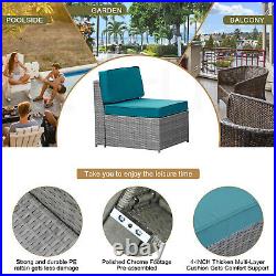 7 PC Outdoor Patio Rattan Wicker Sofa Set Cushion Section Furniture Chair Green