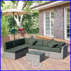 7 PC Outdoor Rattan Sofa Patio Set Wicker Sectional Couch Cushioned Furniture