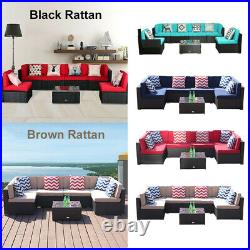 7 PC Patio Rattan Sofa Set Wicker Chair Sectional Cushioned Furniture Outdoor