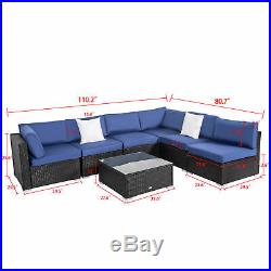 7 PC Patio Rattan Wicker Sectional Sofa Couch Set Garden Chair Outdoor Furniture