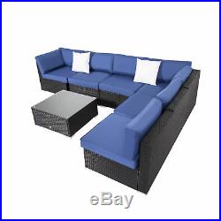 7 PC Patio Rattan Wicker Sectional Sofa Couch Set Garden Chair Outdoor Furniture
