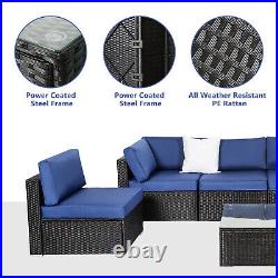 7 PC Patio Rattan Wicker Sofa Set Garden Furniture Sectional Couch Cushion Table