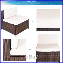 7 PC Rattan Furniture Sectional Home Outdoor Garden Patio Balcony Sofa Set Brown