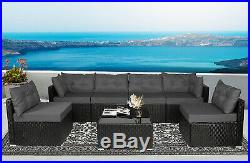 7 PC Rattan Furniture Sectional Home Outdoor Garden Patio Balcony Sofa Set Grey