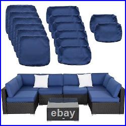 7 PCs Outdoor Patio Furniture Cushion Cover Set Replacement Covers Dark Blue