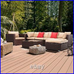 7 Pcs Indoor/Outdoor Wicker Sofa Furniture Patio Rattan Sectional Sofa Set