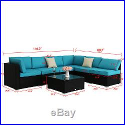 7 Pcs Rattan Wicker Sofa Sectional Set Table Garden Lounge Modular Couch
