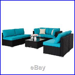 7 Pcs Rattan Wicker Sofa Sectional Set Table Garden Lounge Modular Couch
