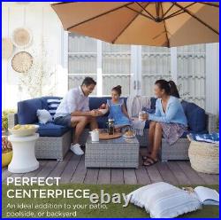 7-Piece Modular Outdoor Wicker Patio Conversation Set With2 Pillows, Table & Cover