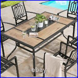 7 Piece Outdoor Furniture Set Patio Dining Chairs Rectangular Wooden Table