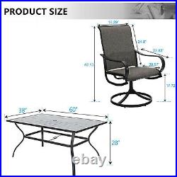 7-Piece Outdoor Patio Chairs Table Dining Set Swivel Chair Rectangular Tables