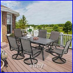 7-Piece Outdoor Patio Chairs Table Dining Set Swivel Chair Rectangular Tables