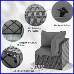 7 Piece Outdoor Patio Furniture Set Black PE Rattan Wicker Sofa Set With Table