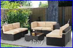 7 Piece Outdoor Patio Furniture Set PE Rattan Sectional Furniture Chair Set