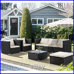 7 Piece Outdoor Patio PE Rattan Wicker Sofa Set Backyard Garden Furniture Black
