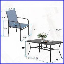 7 Piece Patio Dining Furniture Set Outdoor Table Chairs Set Rectangular Tables
