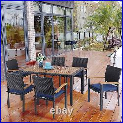 7-Piece Patio Dining Set Rattan Wicker Table Chairs Outdoor Furniture Set