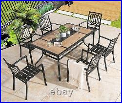 7 Piece Patio Furniture Set Outdoor Dining Table with Umbrella Hole Garden Chair