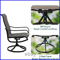 7-Piece Patio Furniture Set Swivel Chairs Rectangular Table With Umbrella Hole