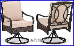 7 Piece Patio Furniture Set Swivel Rattan Chairs with Cushion Outdoor Dining Table
