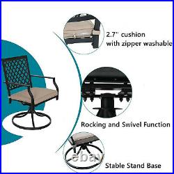 7 Piece Patio Outdoor Dining Sets Swivel Chairs with Cushion and Metal Table