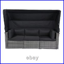 7-Piece Patio Set withRetractable Canopy & Wicker Rattan Sectional Sofa