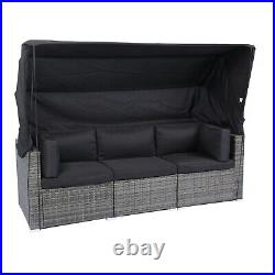 7-Piece Patio Set withRetractable Canopy & Wicker Rattan Sectional Sofa