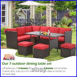 7 Pieces Outdoor Rattan Sectional Sofa Patio Furniture Set with Protection Cover