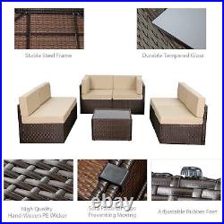 7-Pieces Patio Furniture Set Outdoor Sectional Sofa Rattan Wicker Sofa With Table