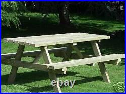 7ft Picnic Bench Heavy Duty Wooden Garden Table