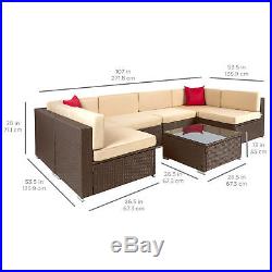 7pc Outdoor Patio Garden Furniture Wicker Rattan Sofa Set Sectional Brown